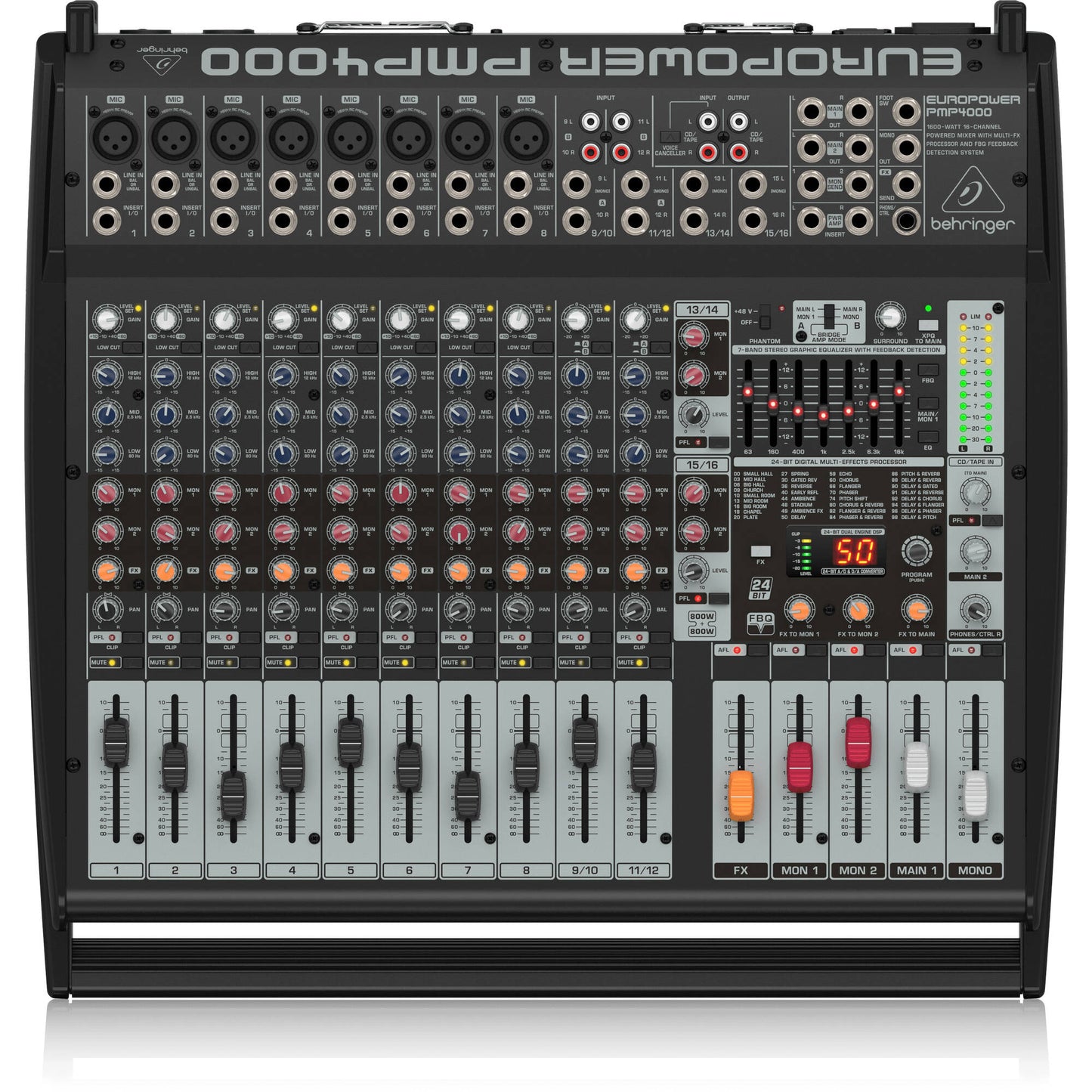 Behringer Europower PMP4000 16-channel 1600W Powered Mixer (000-A8N02-00010)