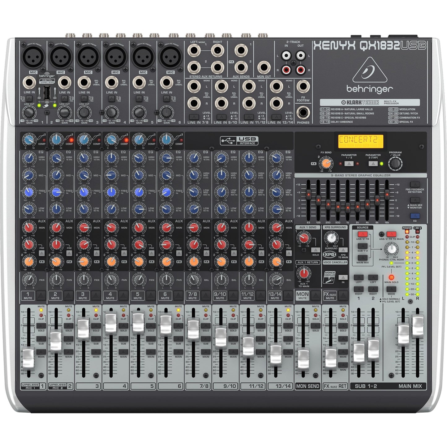 Behringer Xenyx QX1832USB Premium 18-Input Mixer with USB and Effects (000-AKZ02-00010)