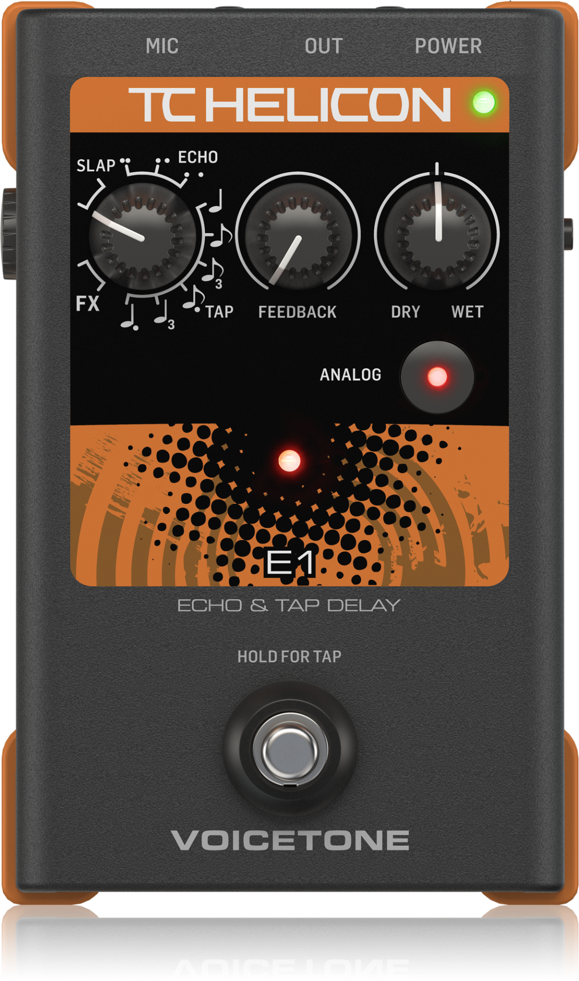 TC Helicon VoiceTone E1 Single-Button Stompbox Pedal for Vocal Echo Effects (996011005)