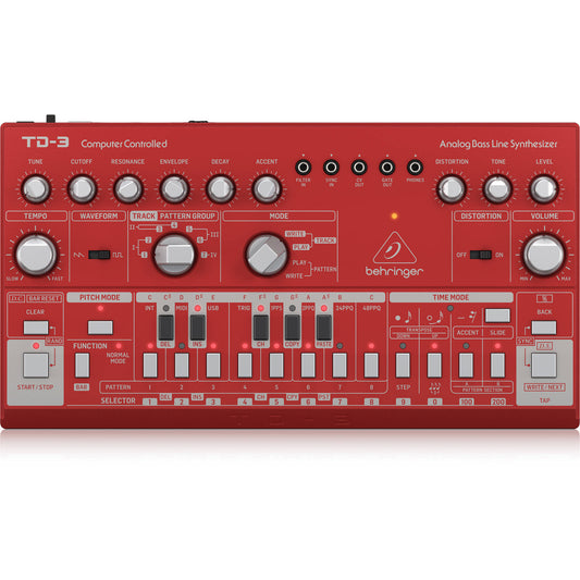 Behringer TD-3-RD Analog Bass Line Synthesizer with 16-Step Sequencer - Red (TD-3-RD)