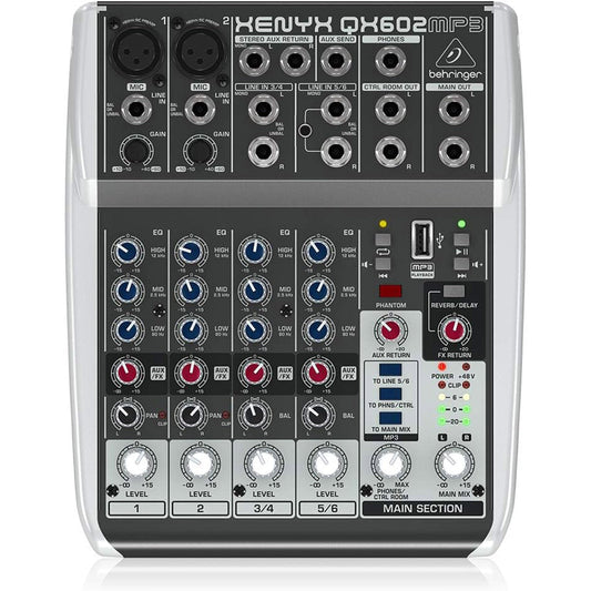 Behringer Xenyx QX602MP3 Mixer with USB MP3 Playback (000-BKD02-00010)