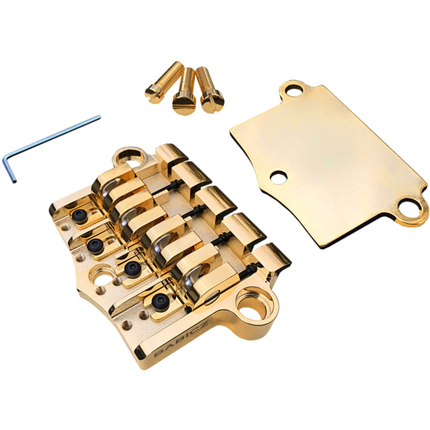 Babicz Full Contact Hardware FCH-3 Original Series Gibson 3 Point Style Bass Bridge - Gold (FCH3PT4GD)