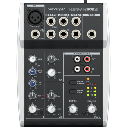 Behringer Xenyx 502S 5-Channel Analog Streaming Mixer (0601-AHT86-US1)