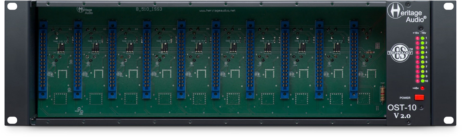 Heritage Audio OST-10 V2.0 500 Series - 10 Slot Rack with OS Tech (HAO ...