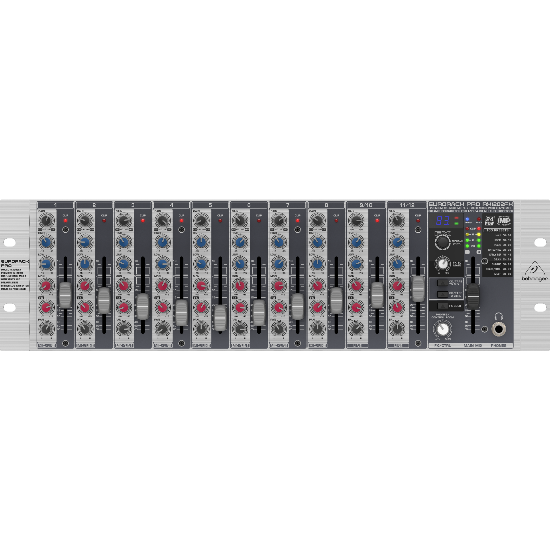 Eurorack Rackmount Behringer RX1202FX Eurorack Pro Rackmount 12-Input Mixer (RX1202FX ...